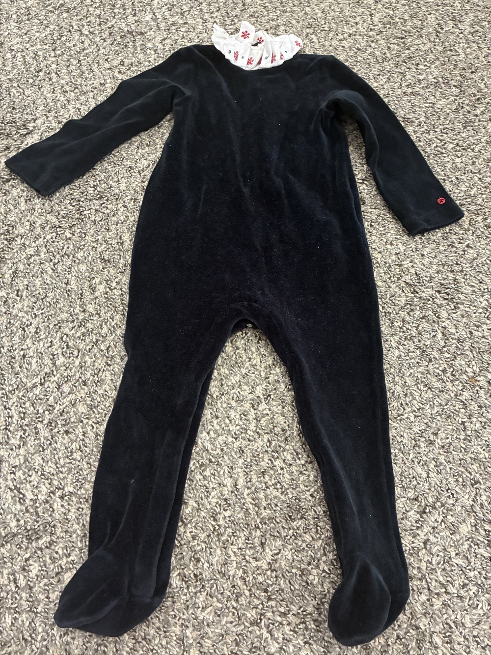 Gucci Baby Black Velour Footed Romper Onesie 12-18M Made in Italy